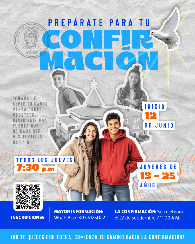 Flyer Confirmaciones 2025 Parroquia Santa María del Camino
